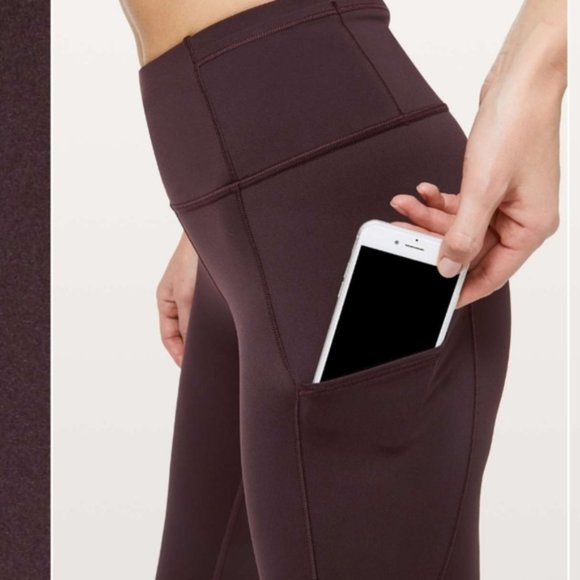 Lululemon Fast and Free Capris Crop, Size 6, Plum Shadow Purple Burgundy - Picture 3 of 10